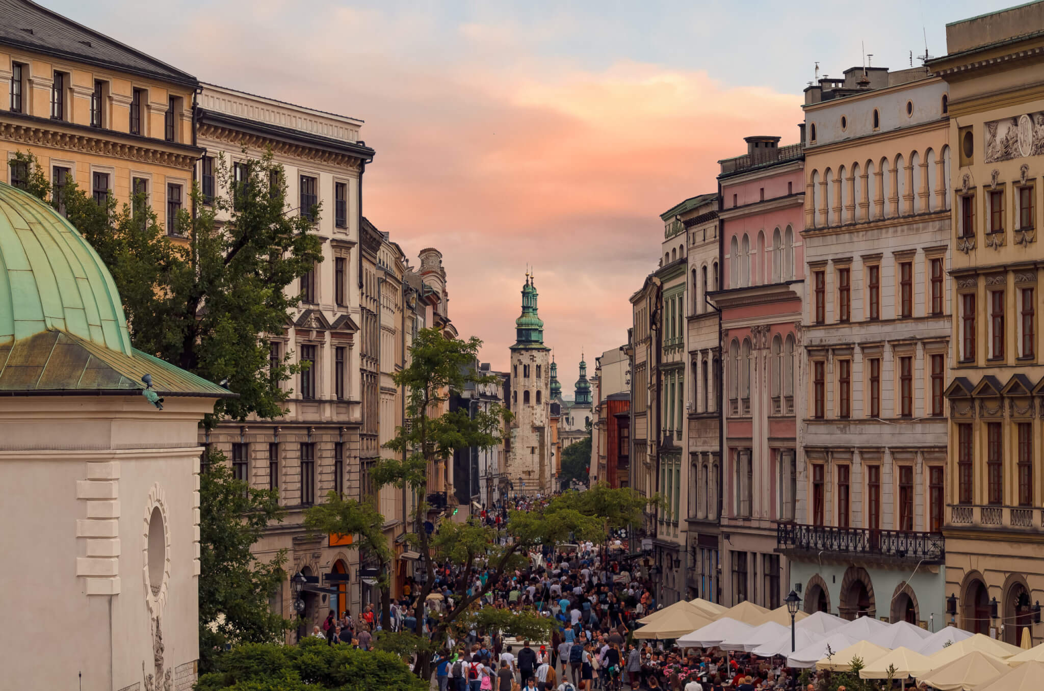 People goes by Grodzka street in Krakow Poland. Europe